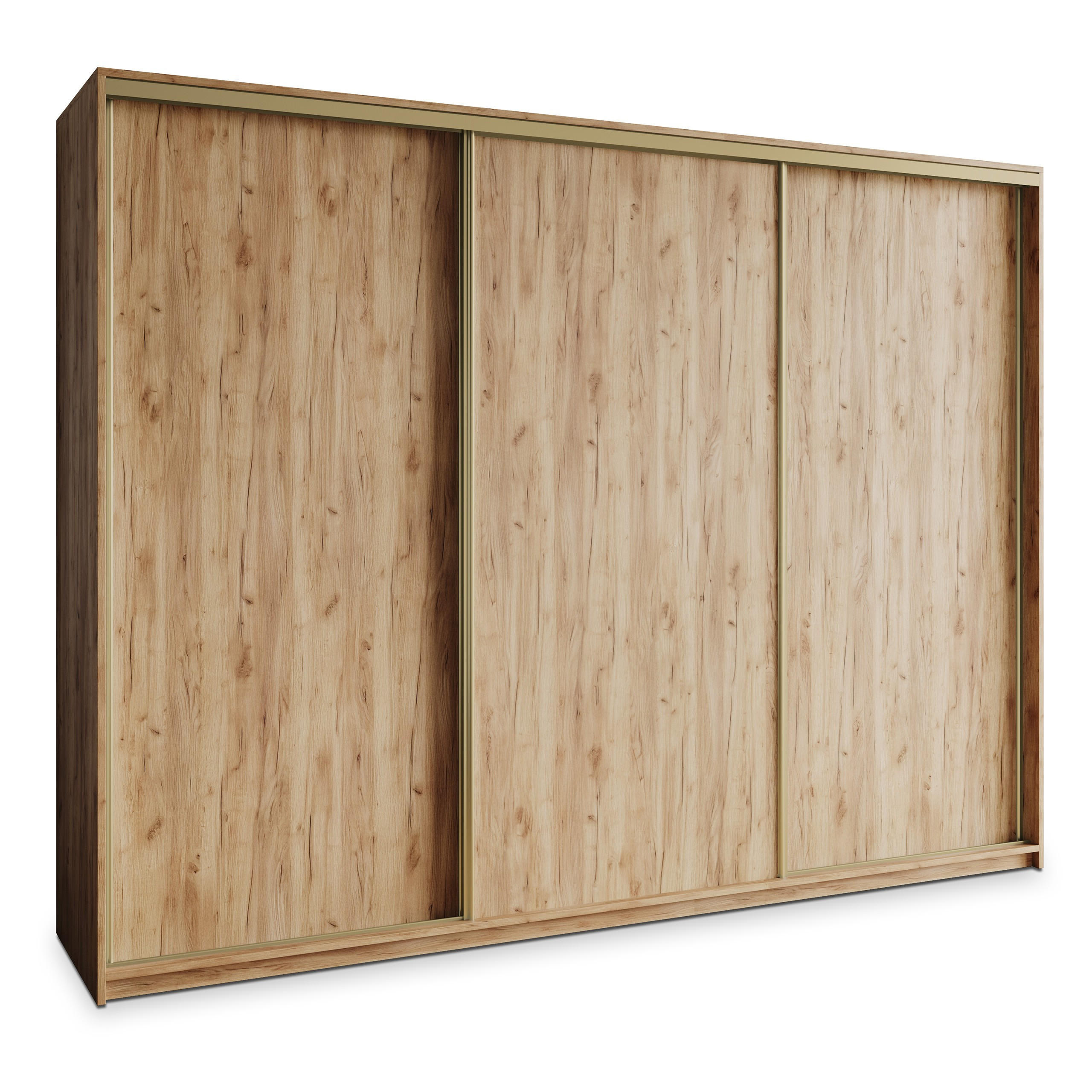 Masseno Schwebetürenschrank Orange, Gold 250x205x60 cm