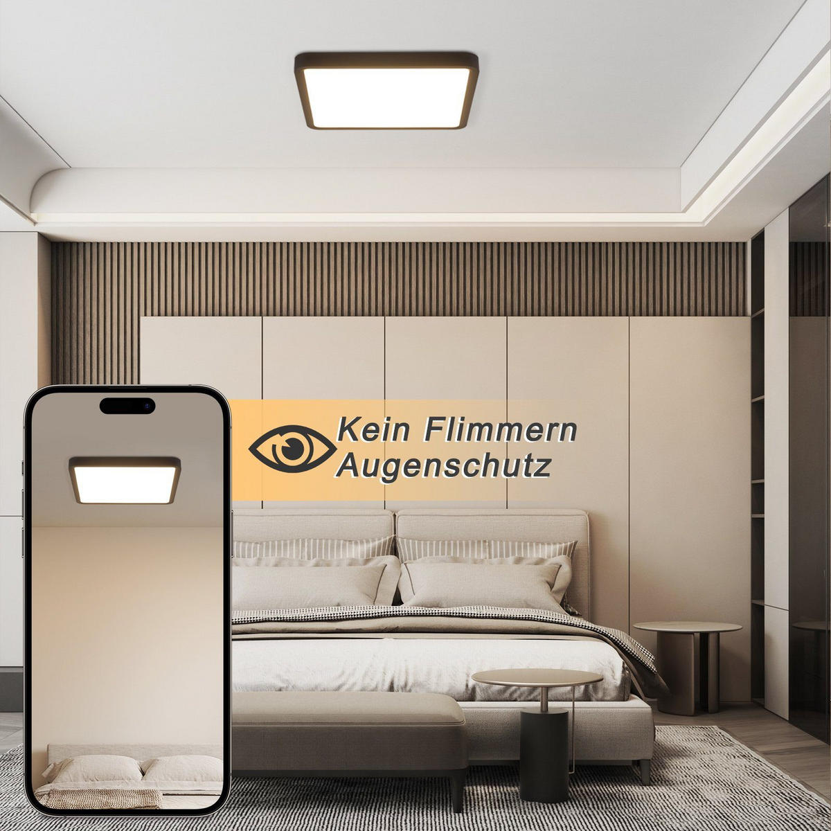 LED-DECKENLEUCHTE Energie 23/23/2 cm - Schwarz, Kunststoff (23/23/2cm) - Nettlife
