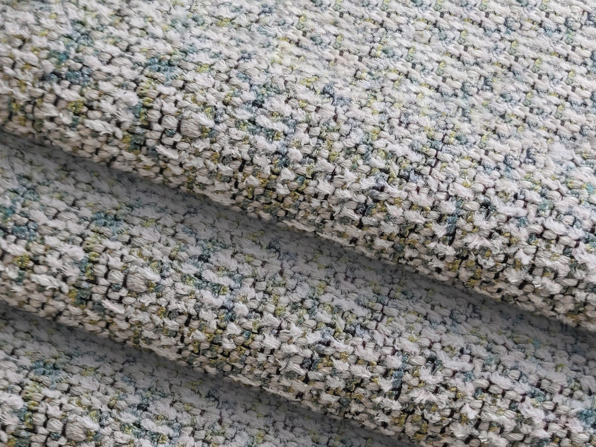 3-SITZER SOFA Links Strukturstoff Stoff Grün - Braun/Hellgrün, Holz/Textil (258/73/95cm) - Makamii