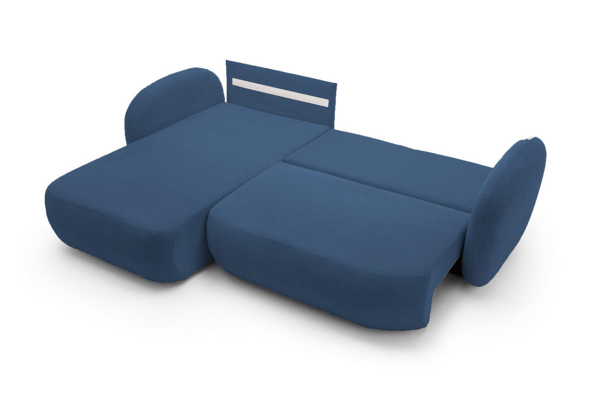 ECKSOFA OLIO L-Form Schlaffunktion mit Bettkasten, lose Rückenkissen, freistehend, LINKS 174x248 cm Blue - Blau, Holz/Textil (174/248cm) - DomoHome