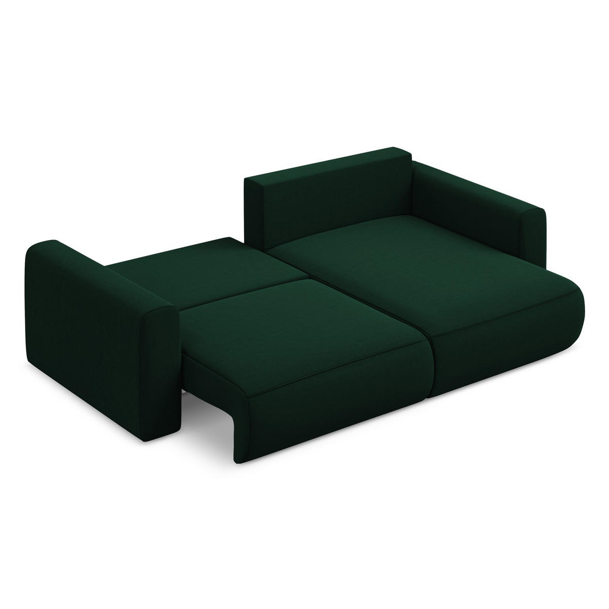 ECKSOFA mit Schlaffunktion Samt Stoff Grün - Dunkelgrün/Schwarz, Kunststoff/Textil (240/149cm) - LaMiaSofa