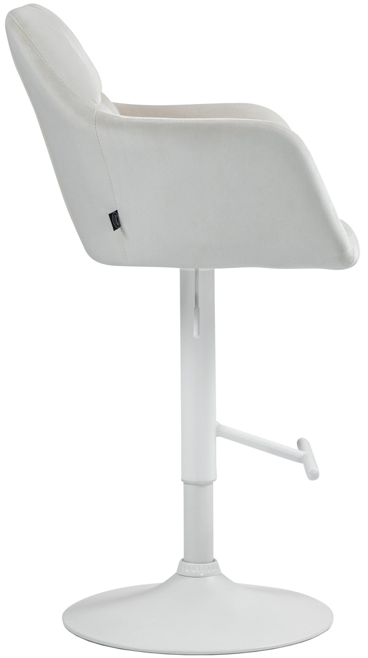 BARHOCKER Nardo Samt weiß creme - Naturfarben/Weiß, Textil/Metall (57/118/59cm) - TPFLiving