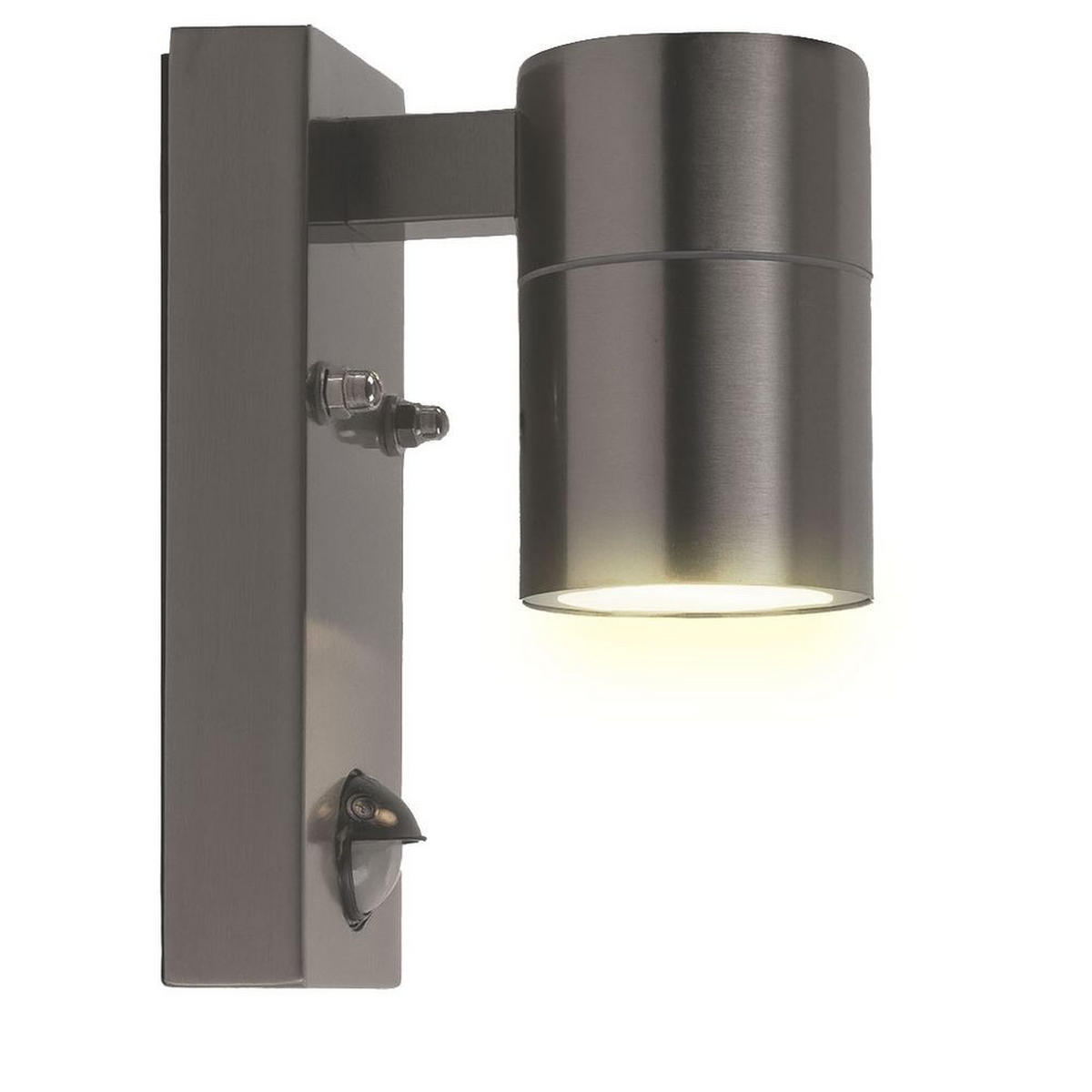 AUSSENWANDLEUCHTE Edelstahl Schwarz mit Bewegungsmelder - Schwarz, Glas (11/6.8/16.3cm)