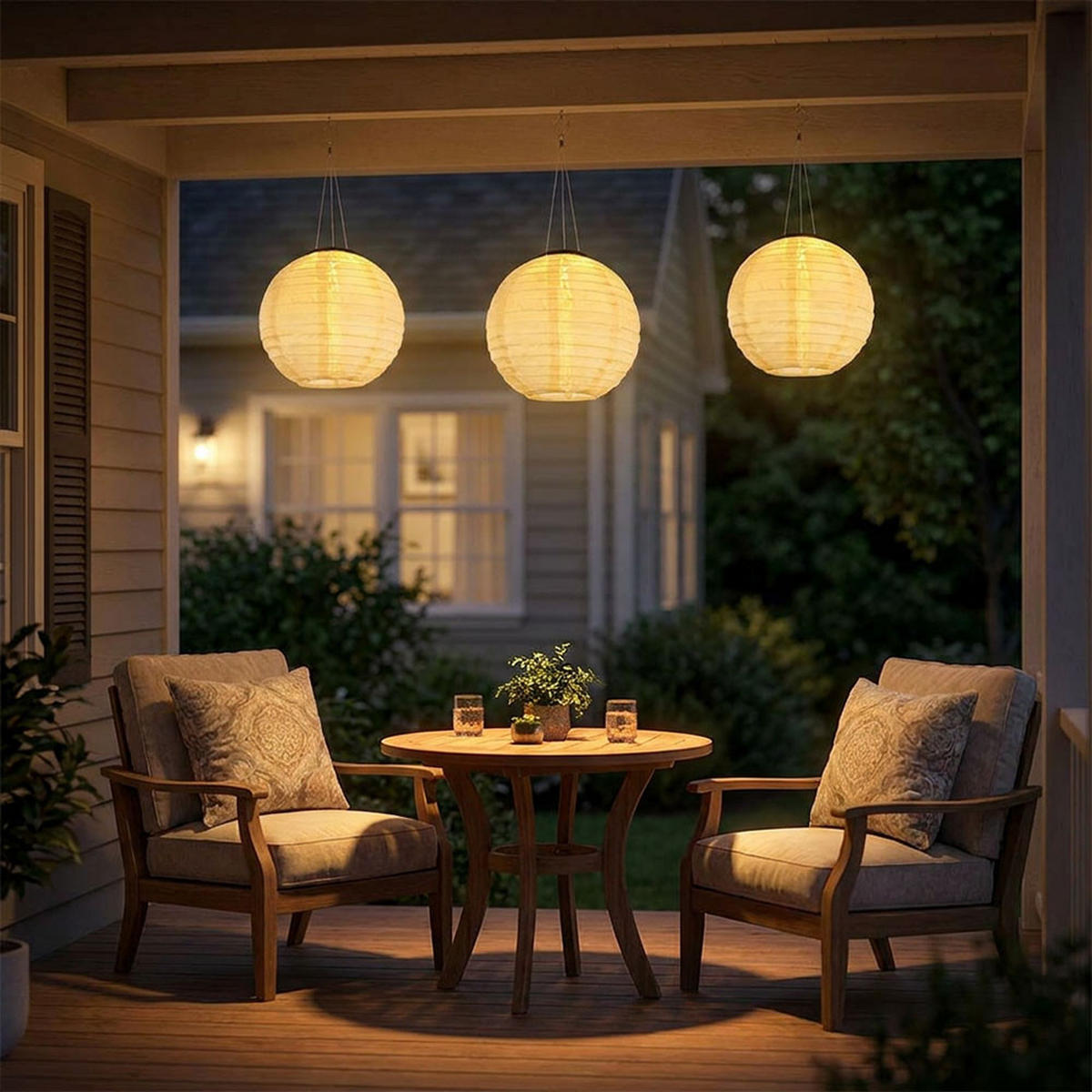 LED AUSSENLEUCHTE Lampion Beige 3er Set - Beige, Metall (30/30/55cm) - Globo Lighting