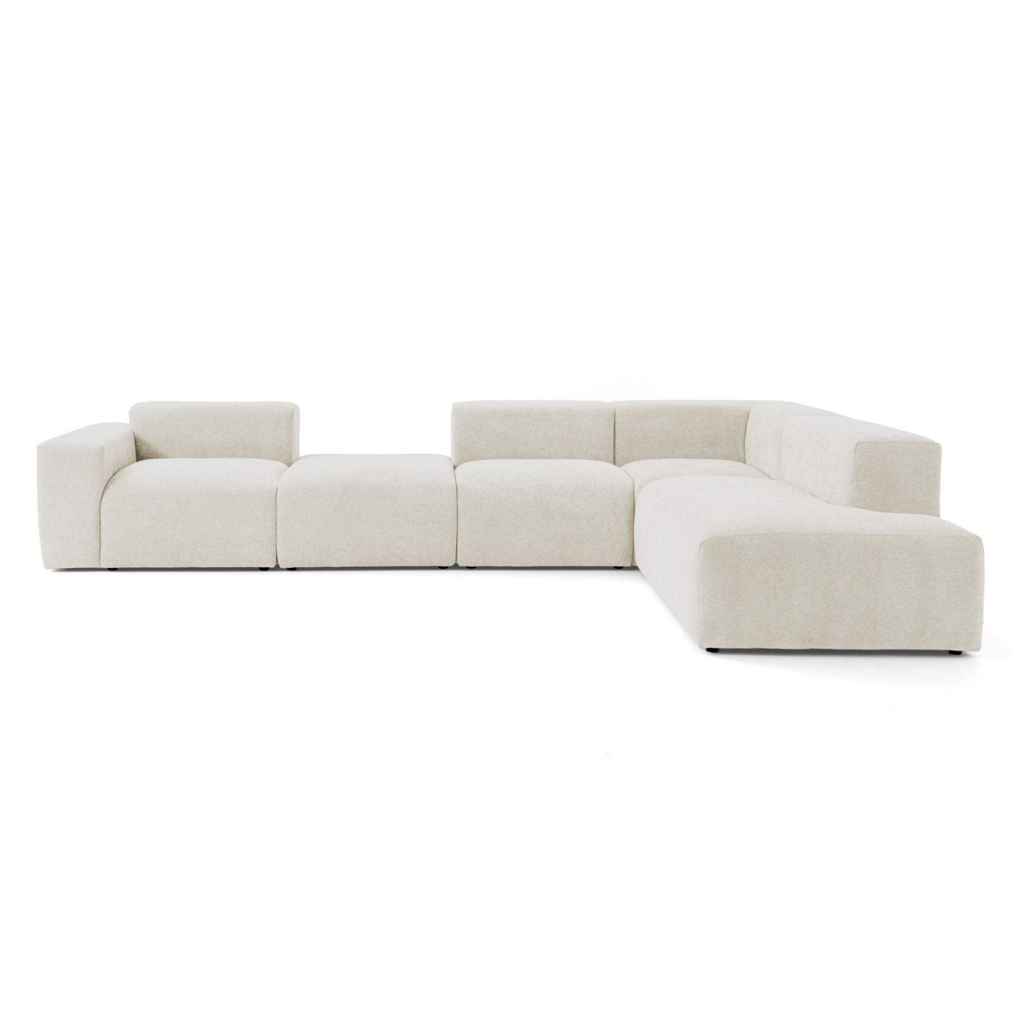 5-SITZER modulares Ecksofa HEAVEN SET 5 Rechts, Breite 380 cm Webstoff Weiß - Schwarz/Weiß, Holz/Kunststoff (245/380cm) - Muffo