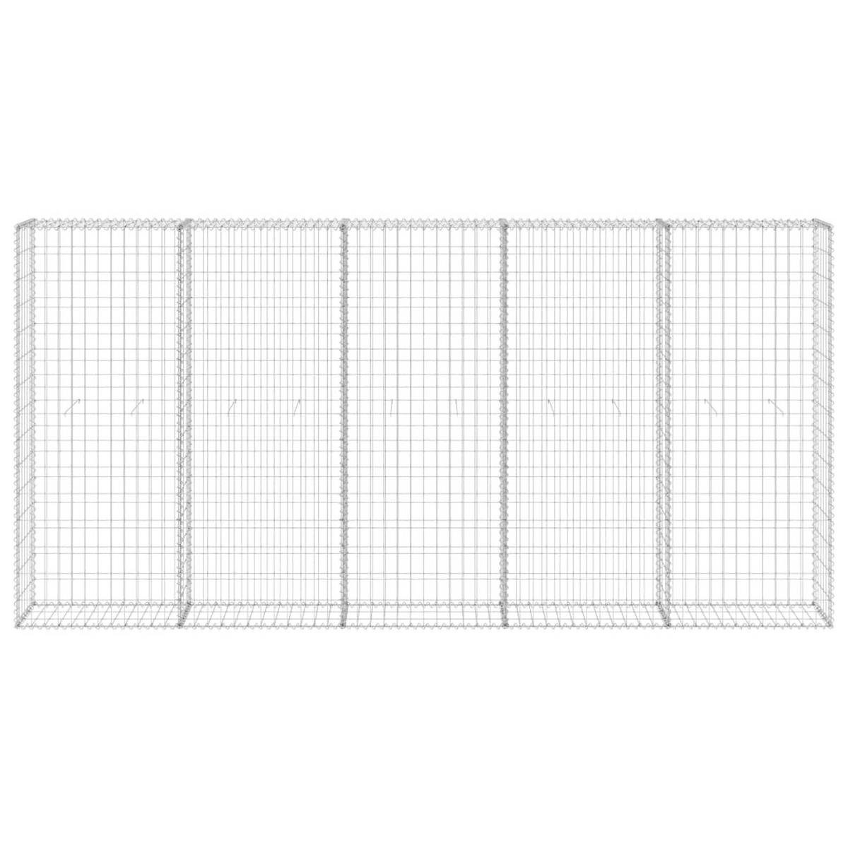 GABIONENWAND Mit Abdeckung Verzinkter Stahl 300/30/150 Cm - Silberfarben, Metall (30/150cm) - vidaXL