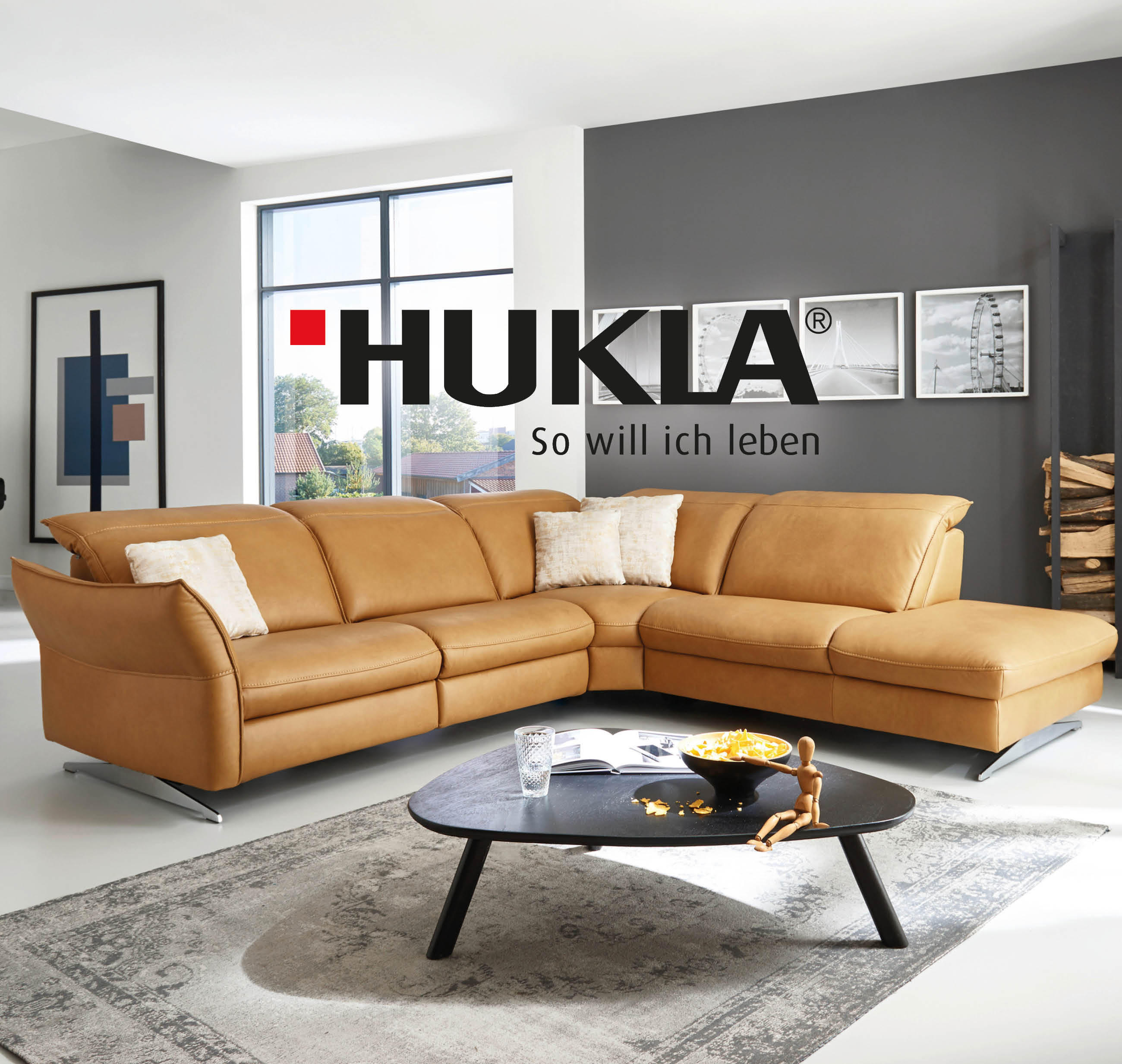 Ledercouch in hell braun von HUKLA