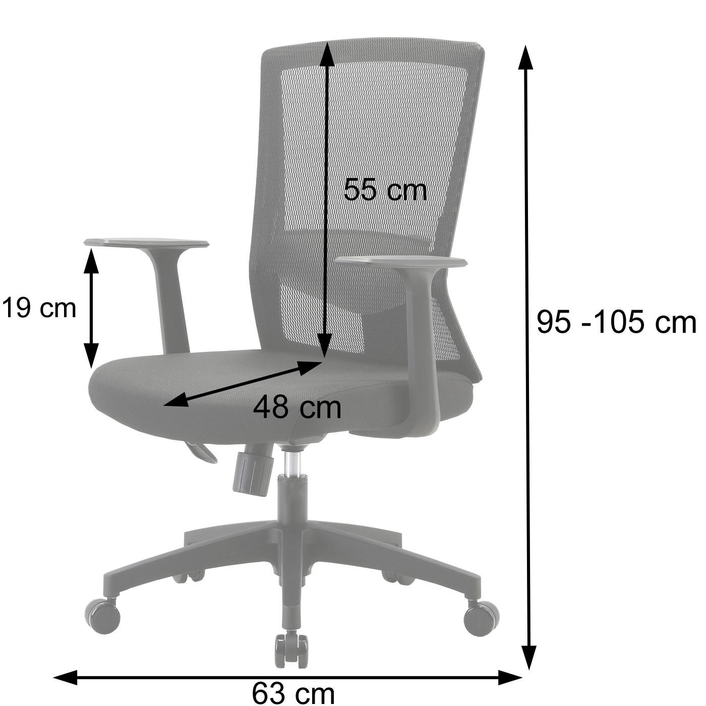 BÜROSTUHL Grau - Grau, Textil (63/105/48cm) - SIHOO