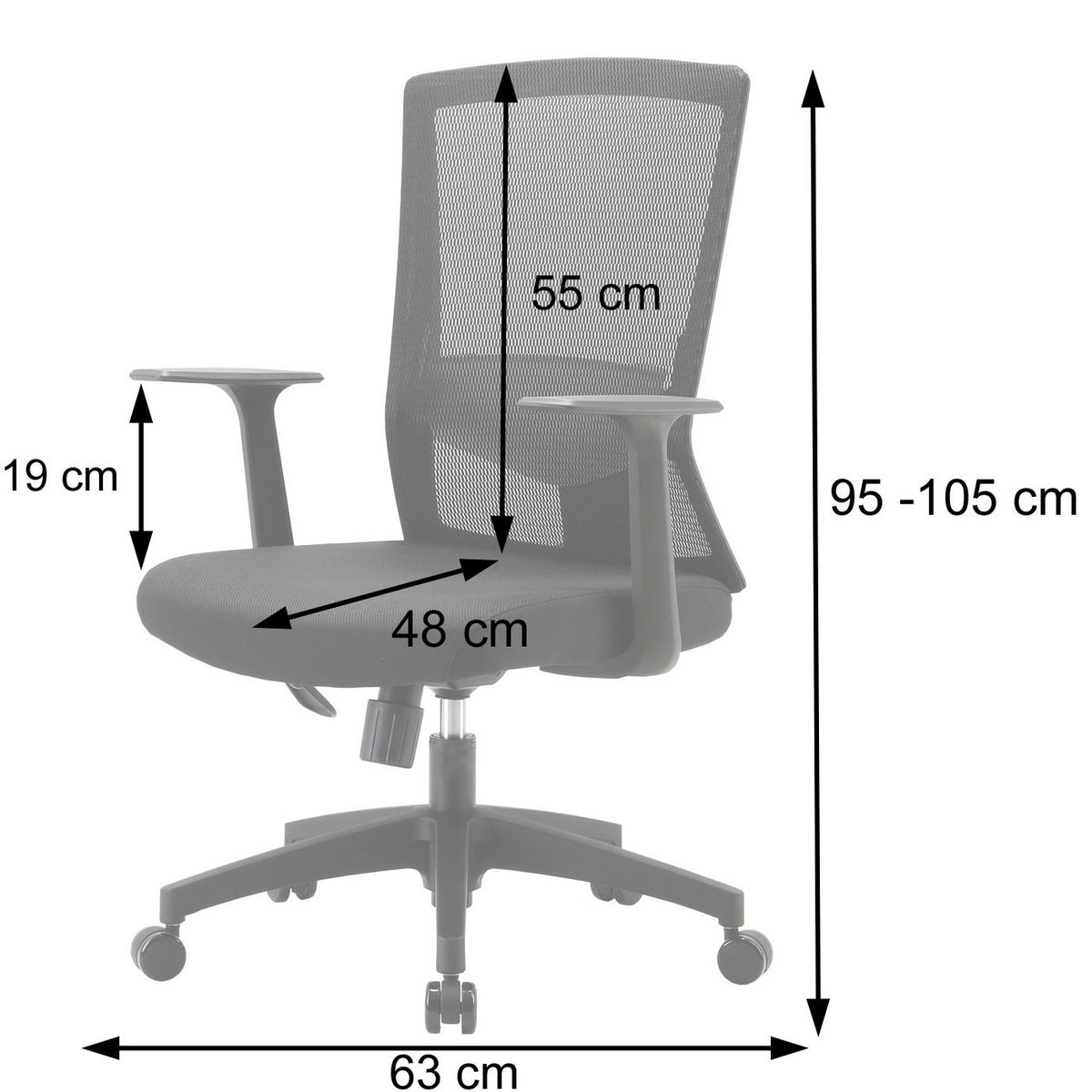 BÜROSTUHL Grau - Grau, Textil (63/105/48cm) - SIHOO