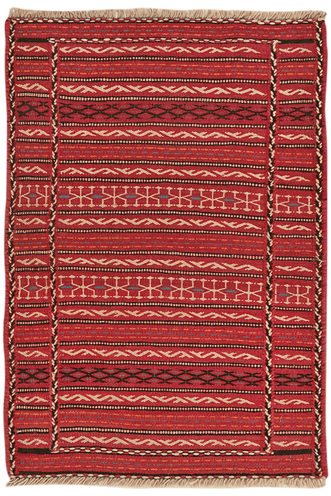 KELIM-TEPPICH handgewebt Kordi Rot 89/63 cm Schurwolle - Rot, Textil (63/89cm) - Looma