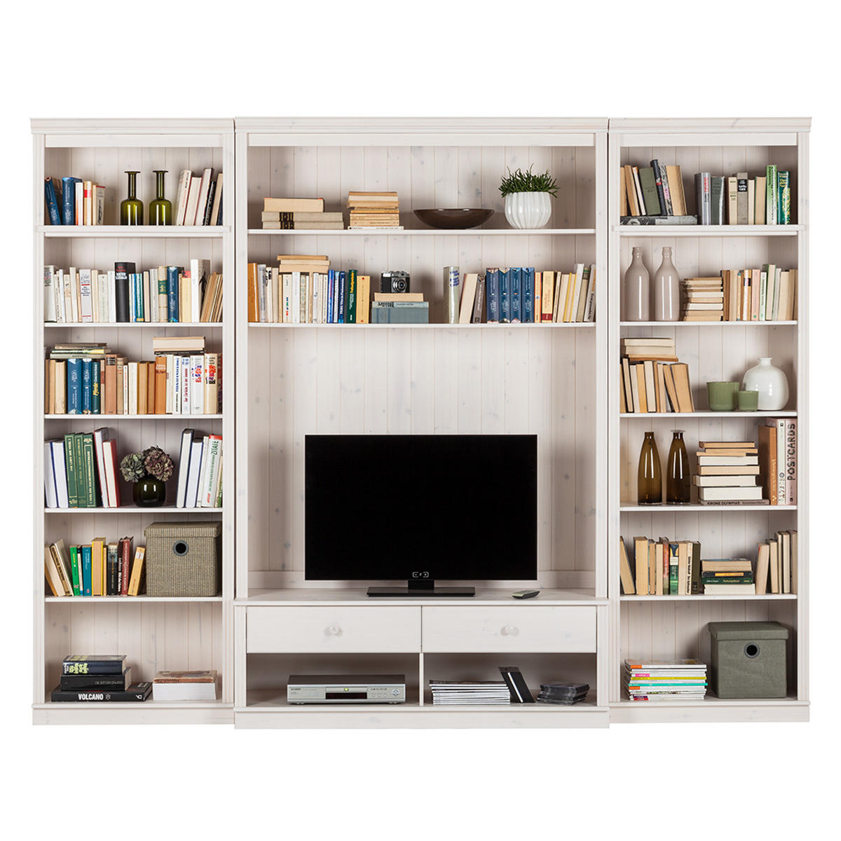 WOHWAND - Kiefer massiv - Typ A - Weiß/Kieferfarben, Holz (288/223/45cm) - home24