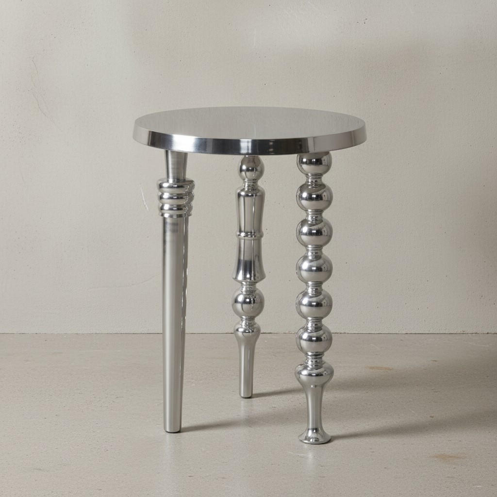BEISTELLTISCH – Aluminium Silber Dreibein Design 44x44x63 cm - Silberfarben, Metall (44/44/63cm) - KADIMA DESIGN