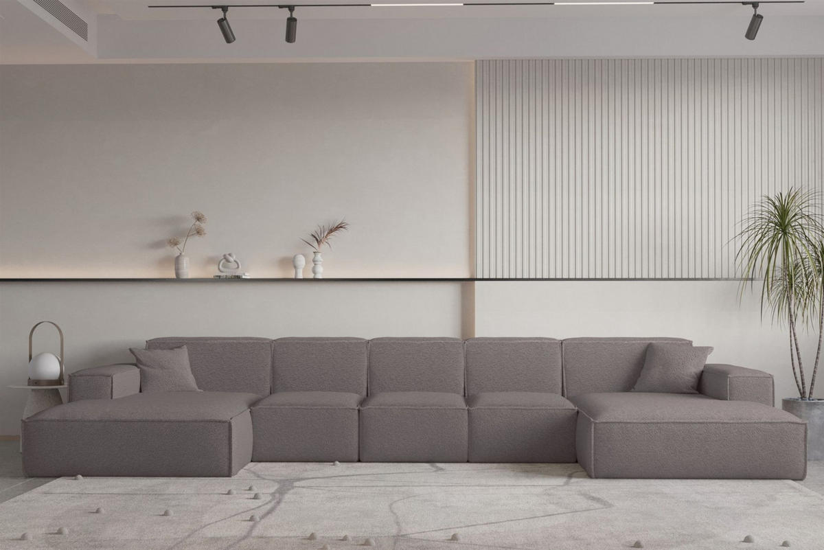 WOHNLANDSCHAFT Celes Premium Xl Bukla - Taupe, Holzwerkstoff/Textil (462/73/165cm) - Fun Möbel