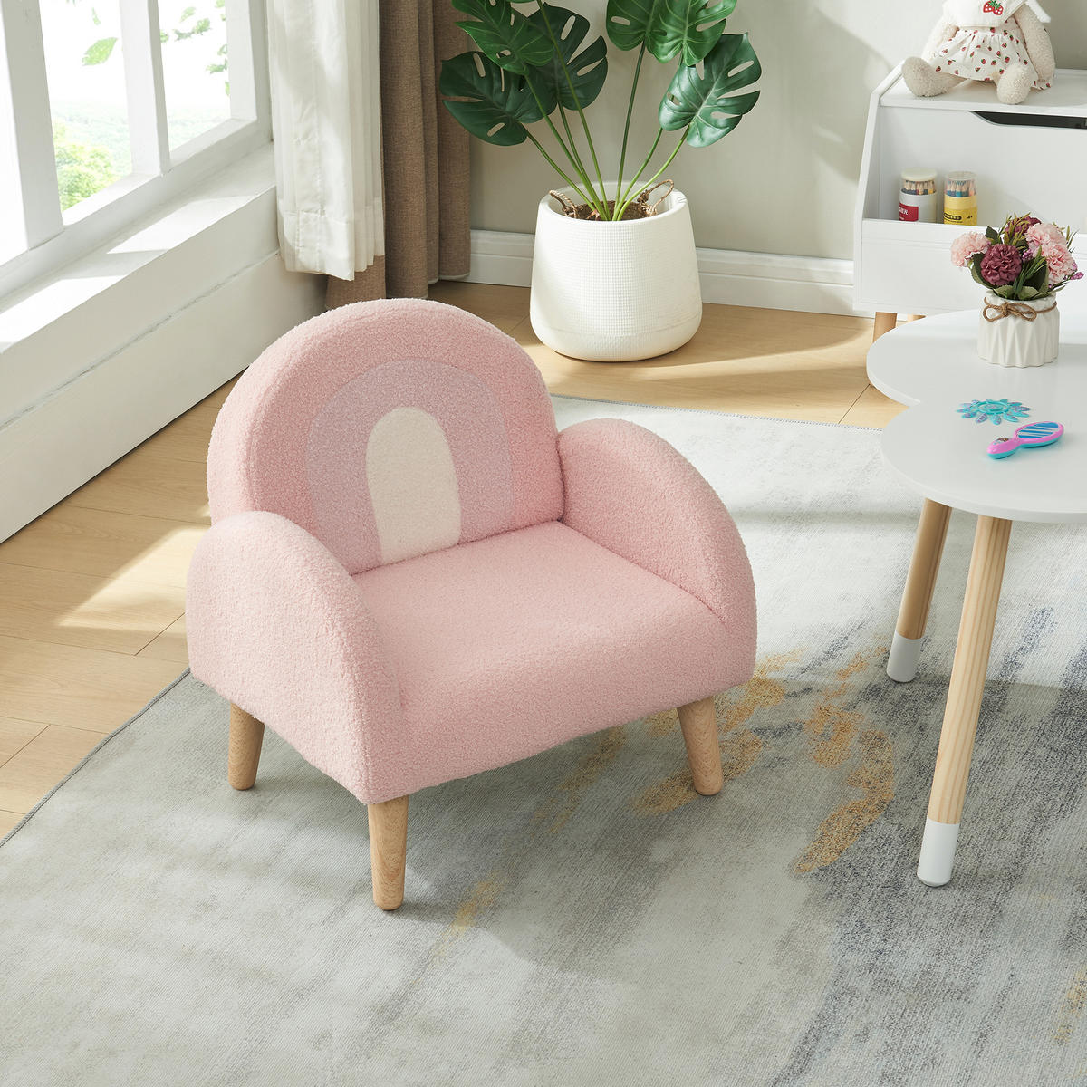 KINDERSESSEL Sorreindi - Rosa, Holz/Holzwerkstoff (50/50/45cm) - [en.casa]