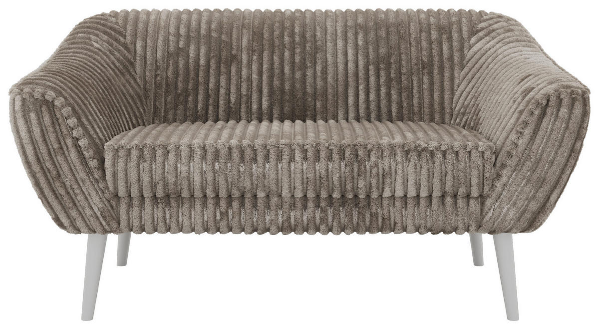2-SITZER-SOFA PIRS - Hellbraun Cord - Weiße Beine - Hellbraun/Weiß, Holzwerkstoff/Textil (140/75/74cm) - MKS