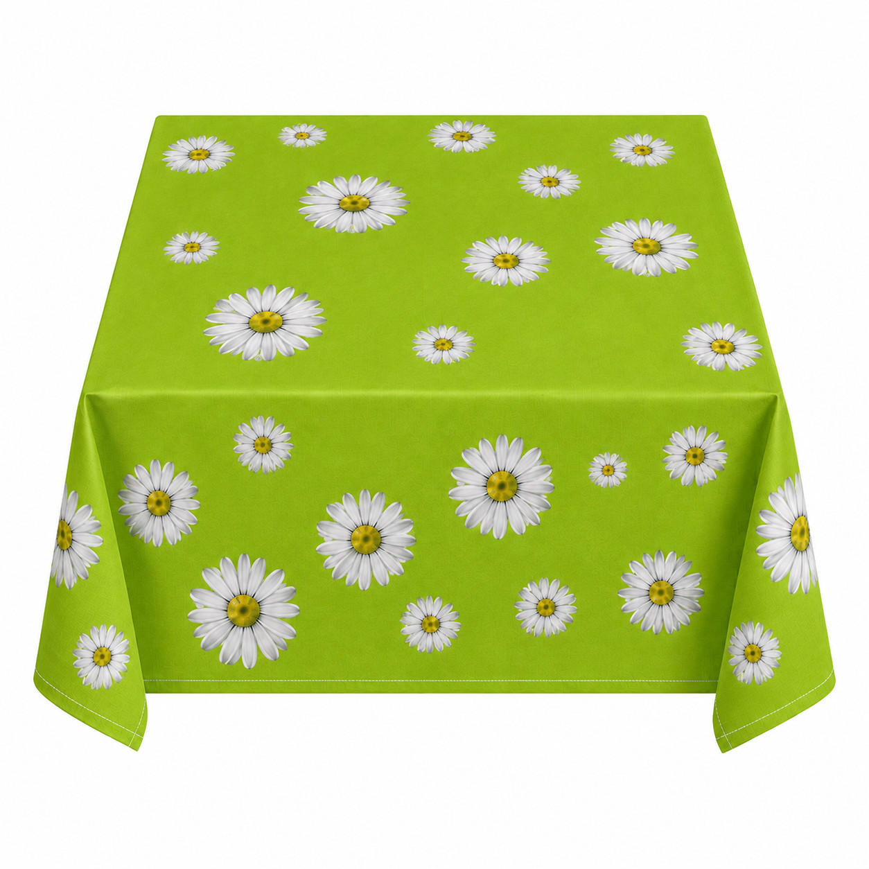TISCHDECKE 85/85 cm grün quadratisch Margeriten - Grün, Textil (85/85cm) - TiborTex