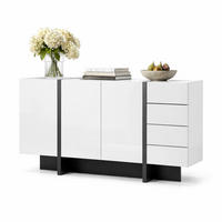 SIDEBOARD aus MDF und Spanplatte 150x40x80,5 cm Weiß/Schwarz mit 2 Türen und 4 Schubladen - Weiß, Holzwerkstoff (150/80/40cm) - IVMEU