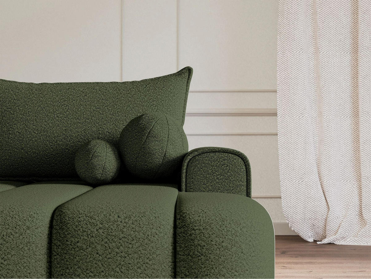 ECKSOFA Dandelino Khaki mit Bouclé-Bezug, rechts - Schwarz/Grün, Kunststoff/Textil (172/271cm) - Selsey