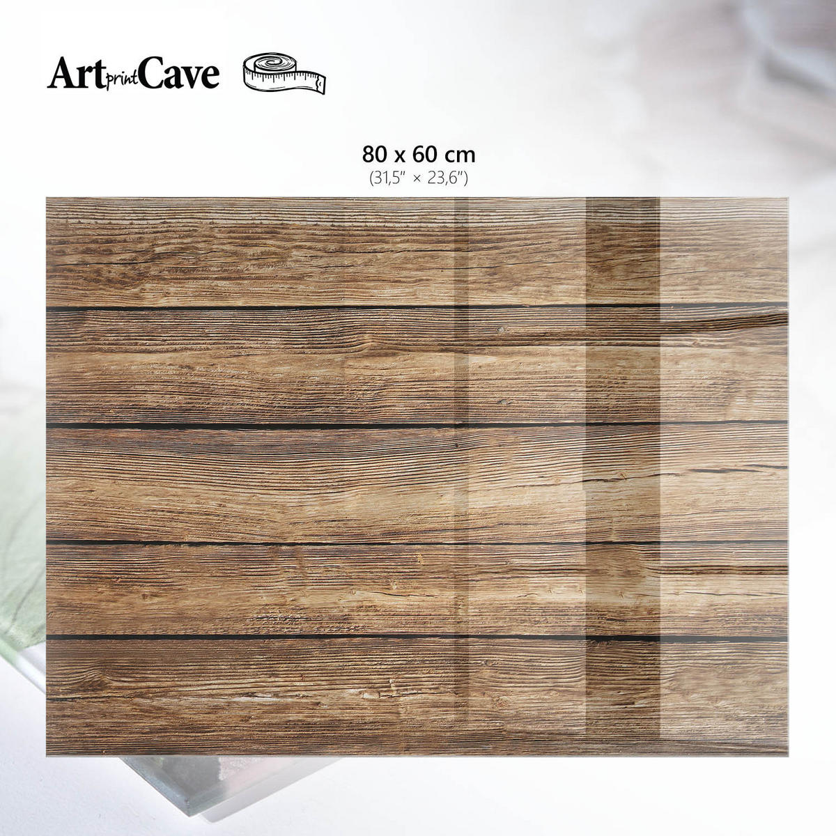 GLASPLATTE 80x60 cm – Holzbretter - Grün, Glas (0.4/80/60cm) - ArtPrintCave