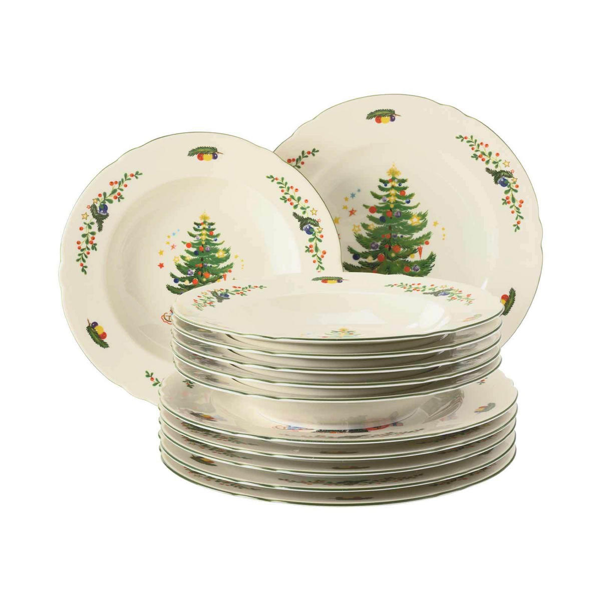 TAFELSERVICE Marieluise Weihnachten bunt 12er Set - Multicolor, Keramik (1/1/1cm) - Seltmann Weiden