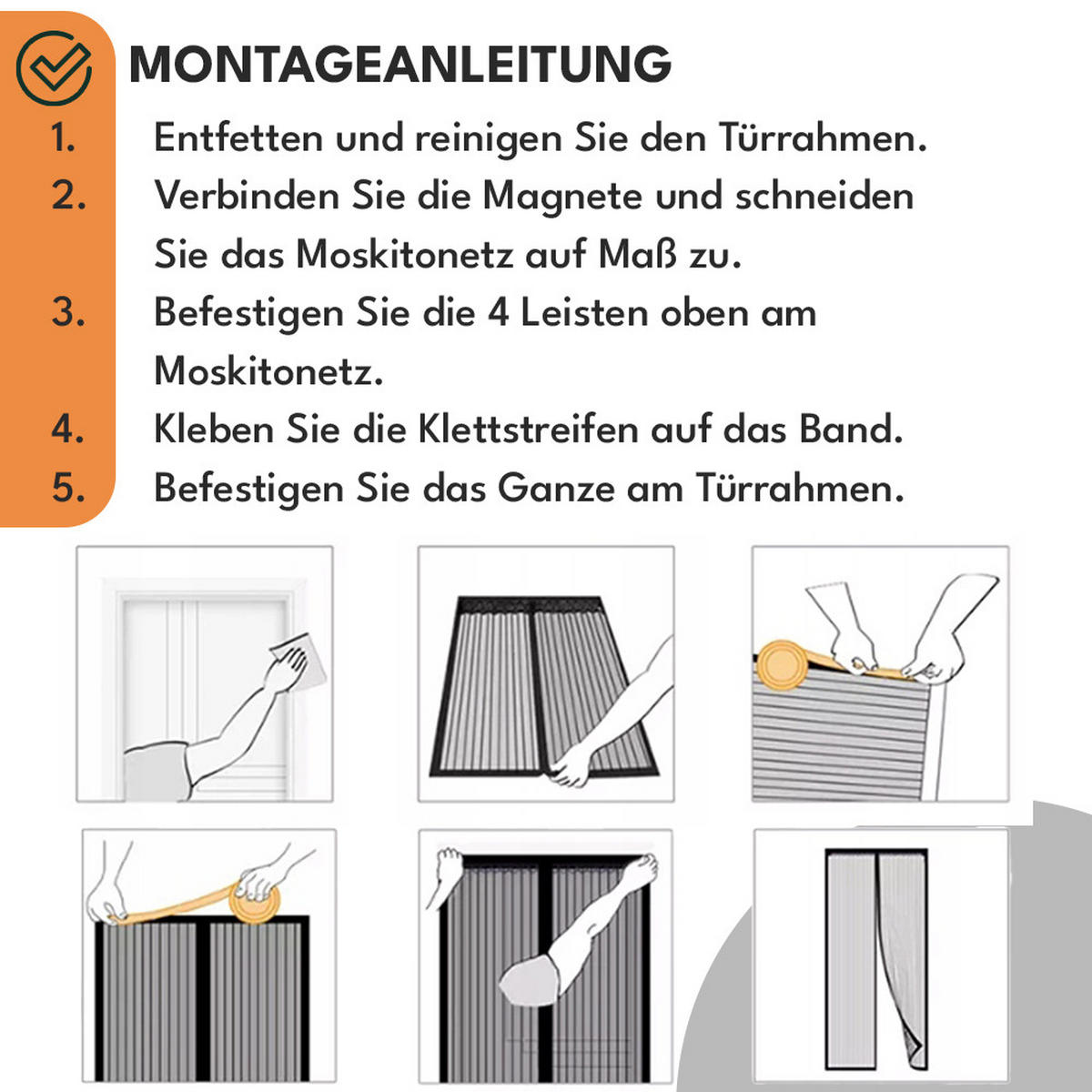 FLIEGENGITTER tür Magnet Insektenschutz - Schwarz, Kunststoff (20/80cm) - KRUMAD