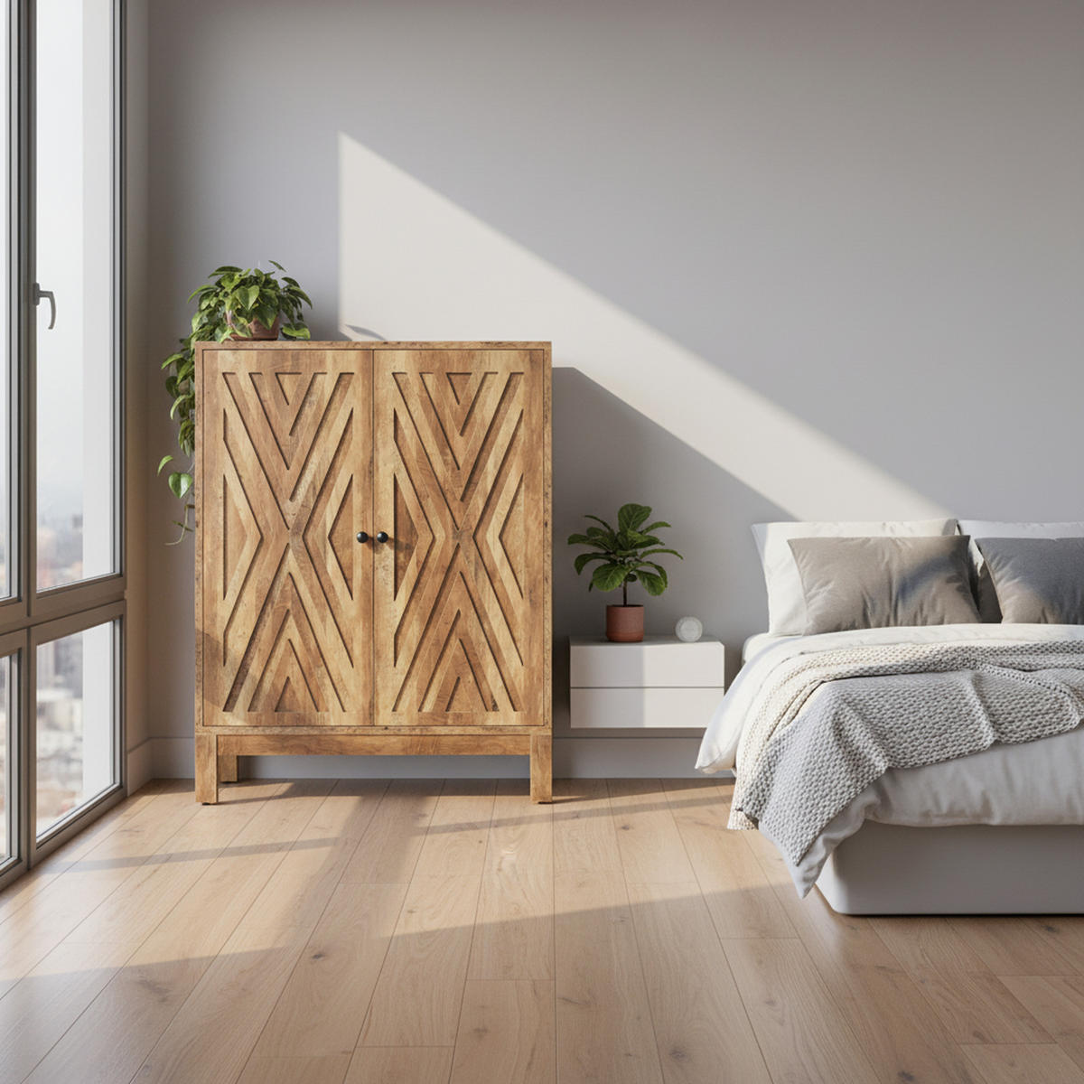 RUSTIKALES, 5-Stöckiges Schuhregal mit Schnitzereien,Braun - Walnussfarben, Textil (90/110/35cm) - Urban Meuble