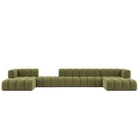 ECKSOFA U-Form Grand U Big XL 500 cm, Velourstoff Salvador, Olive - Olivgrün, Holz (500/179cm) - Kaiser Möbel