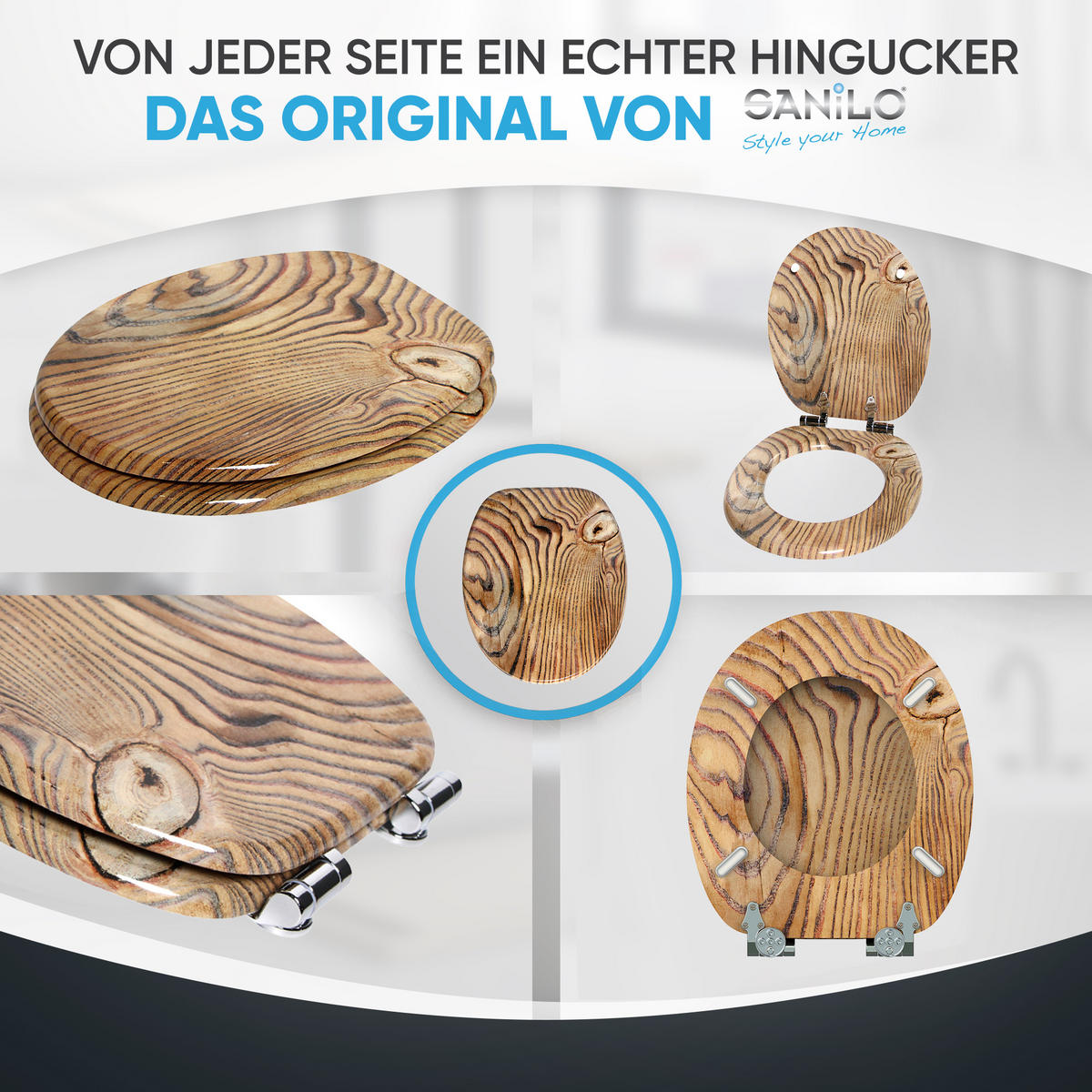 WC-SITZ mit Absenkautomatik Grain - Braun, Holzwerkstoff (38/6/47cm) - Sanilo