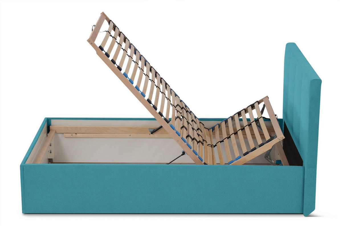 POLSTERBETT Dalas Blau 120 x 200 x 40 cm Bettkasten Mit hochwertiger Matratze H3 (bis 120 kg) und Lattenrost - Blau, Holz (120/200cm) - Halmon Schlafkomfort Betten 