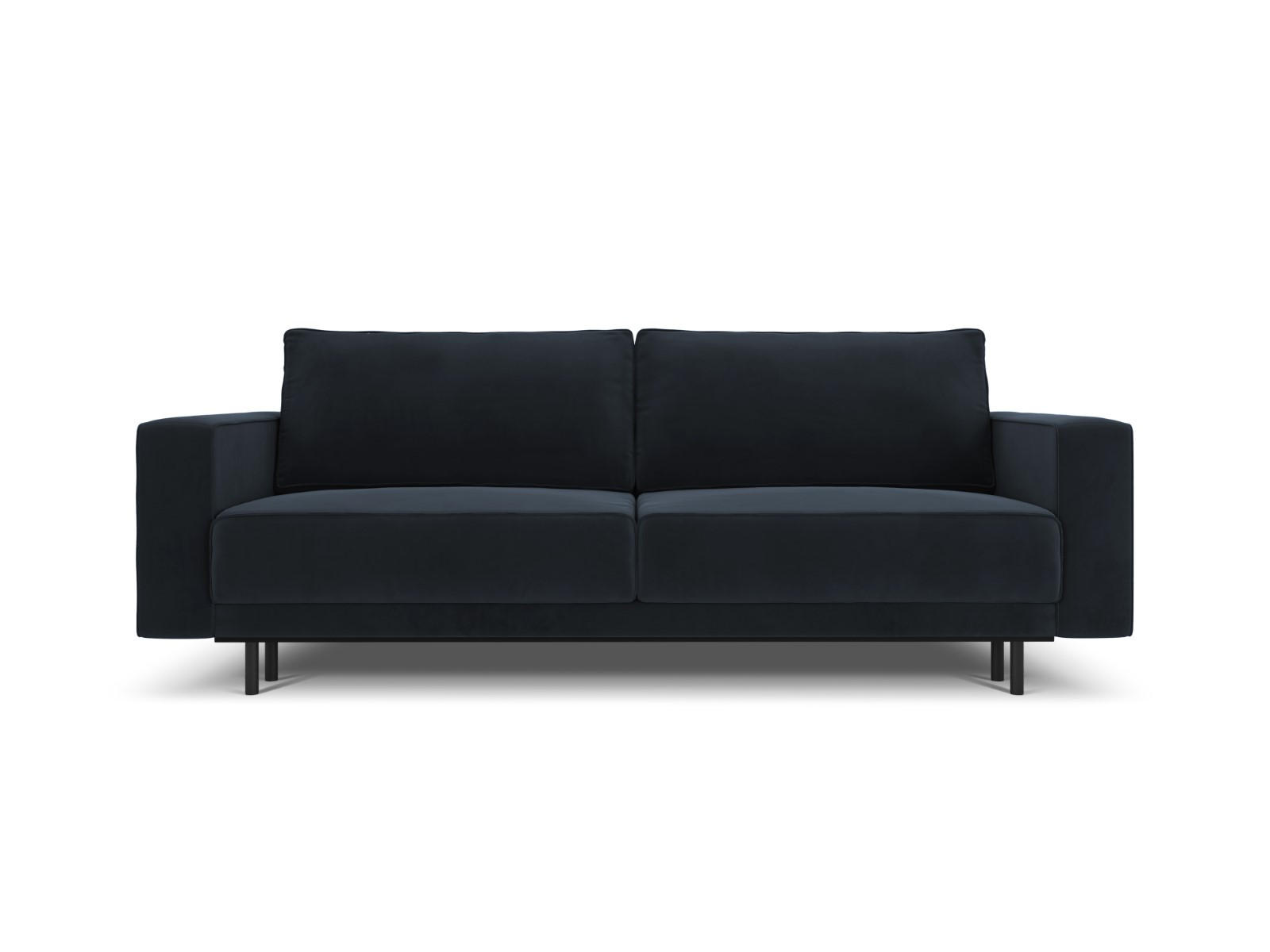 AUSKLAPPBARES-SOFA mit Bettkasten Caro aus Samt dunkelblau 3 Sitzplätze - Dunkelblau, Textil (97/93/236cm) - Micadoni