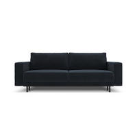 AUSKLAPPBARES-SOFA mit Bettkasten Caro aus Samt dunkelblau 3 Sitzplätze - Dunkelblau, Textil (97/93/236cm) - Micadoni