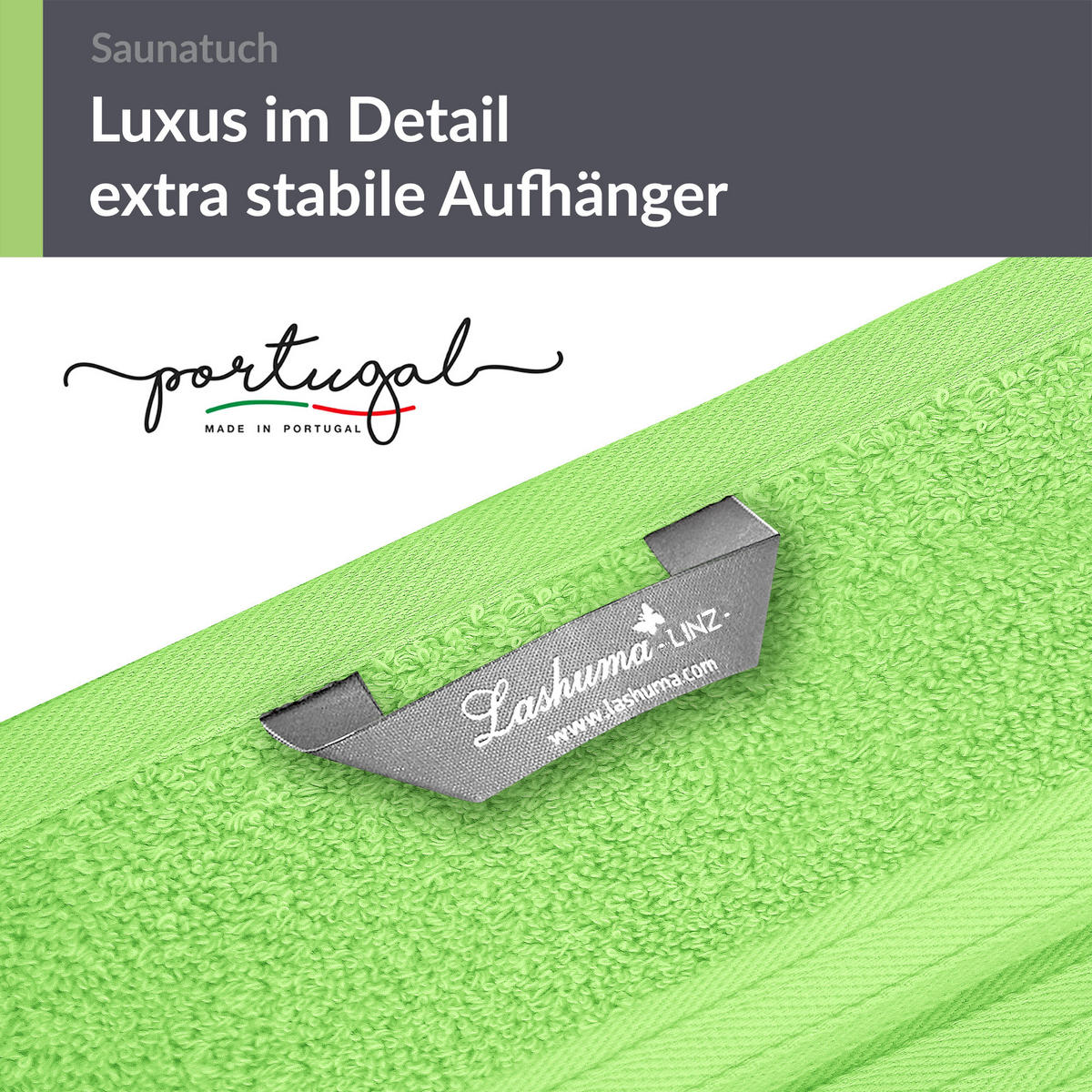 BADETUCH Linz Apfel Grün 100x200 cm - Hellgrün, Textil (100/200cm) - Lashuma