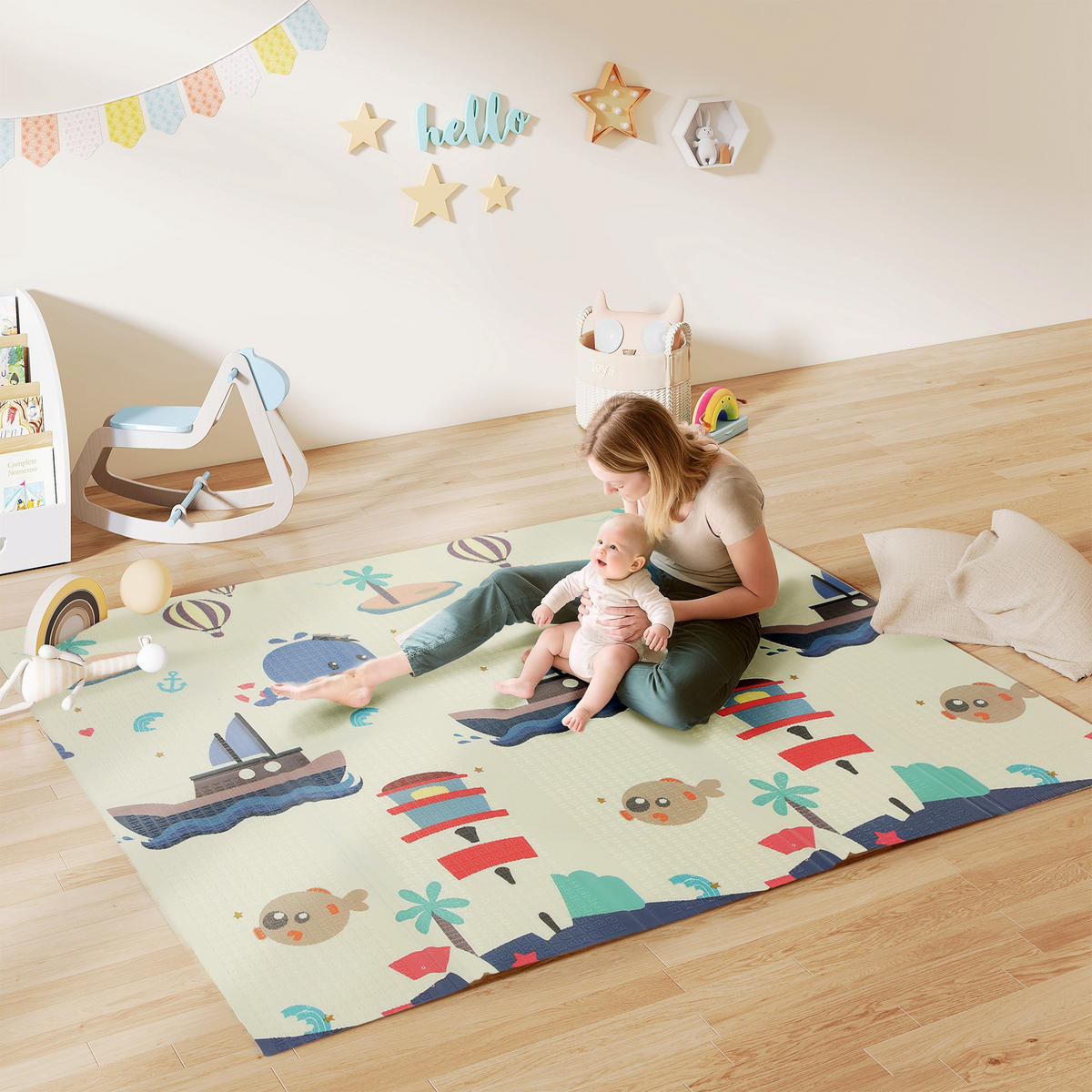 SPIELMATTE DE-18927 196x176 cm, faltbar, doppelseitig Bunt - Multicolor, Kunststoff (176/196cm) - ComfortXL