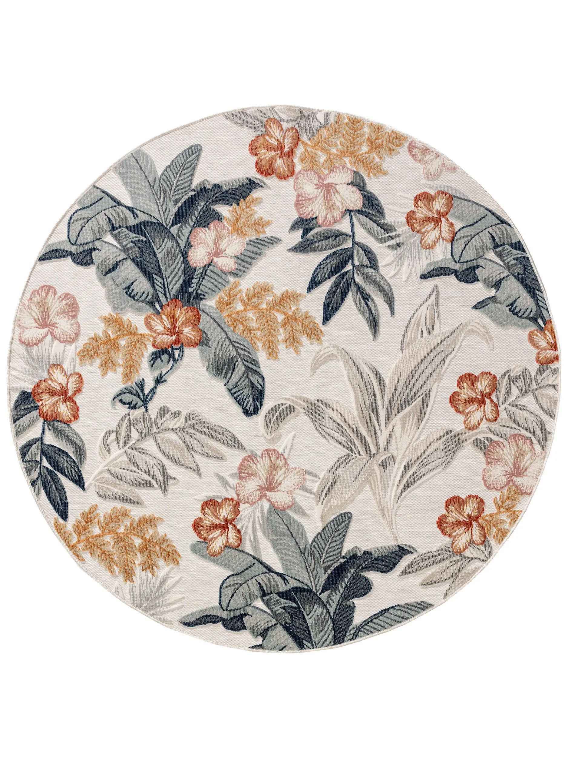 OUTDOORTEPPICH Flora Multicolor ø 320 cm rund - Creme, Kunststoff (320/320cm) - benuta