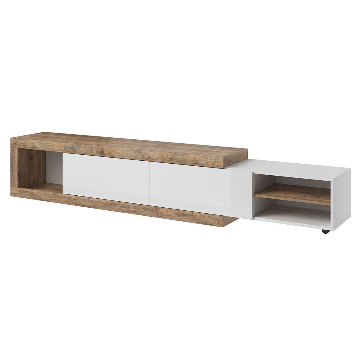 TV-MÖBEL Azior Weiß und Holz - Weiß, Holzwerkstoff (200/43.4/40cm) - Petits-meubles