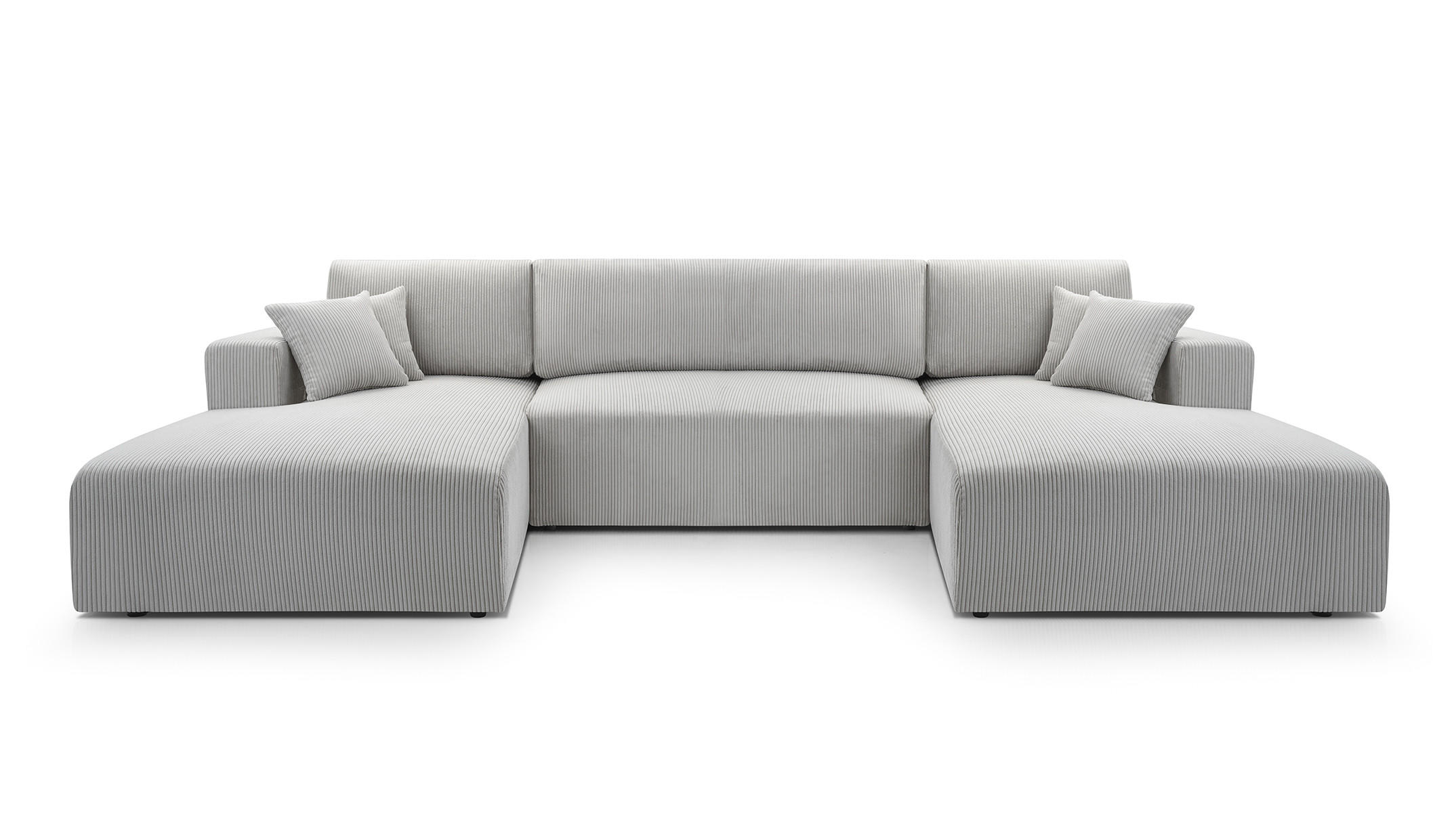 WOHNLANDSCHAFT PULA-U CORD HELLGRAU mit Schlaffunktion - Hellgrau, Textil (364/84/187cm) - Luxkor24