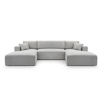 WOHNLANDSCHAFT PULA-U CORD HELLGRAU mit Schlaffunktion - Hellgrau, Textil (364/84/187cm) - Luxkor24