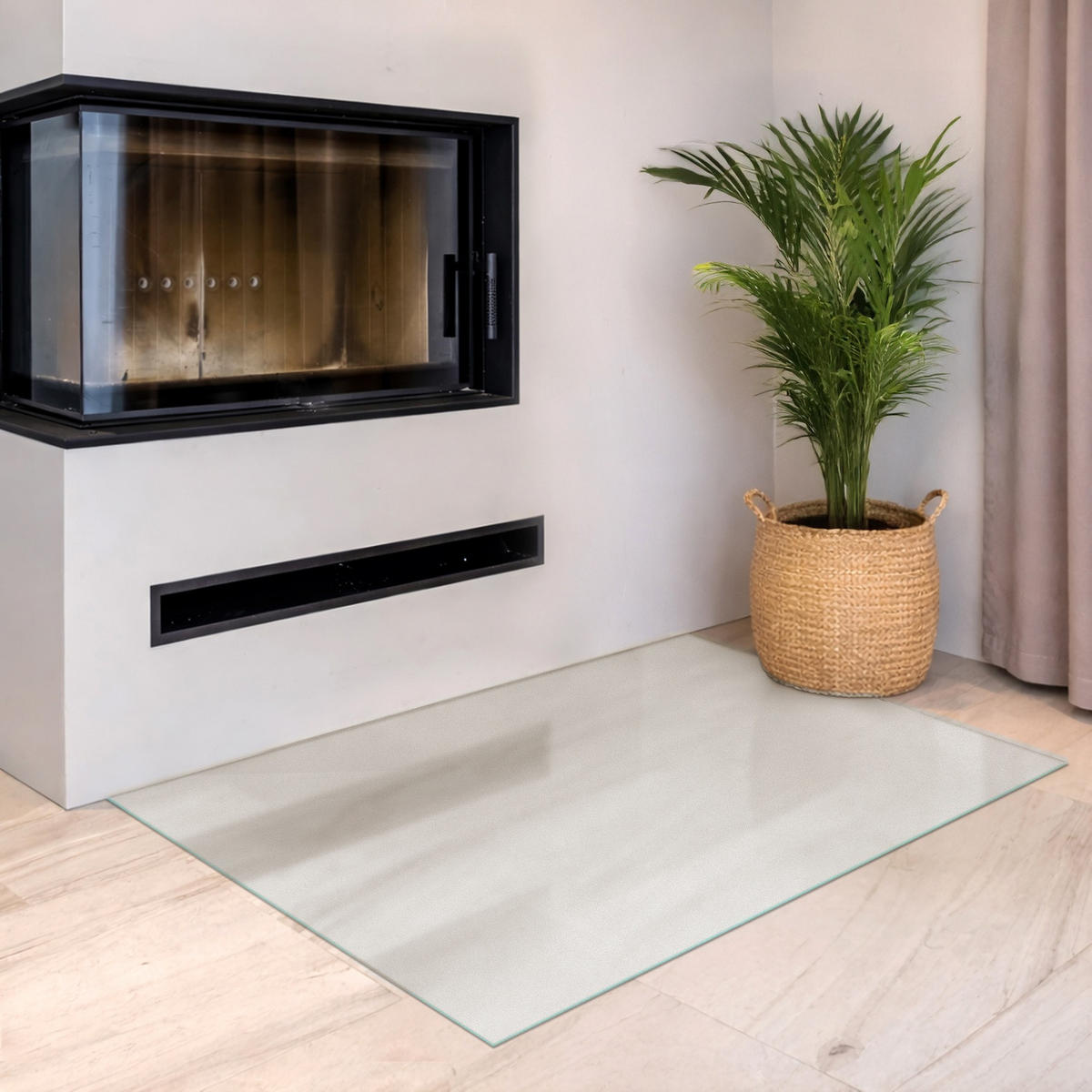 SKLENĚNÁ PODLOŽKA pod kamna 120x80 cm – mléčné sklo - průhledná, sklo (120/80/0.4cm) - TULUP