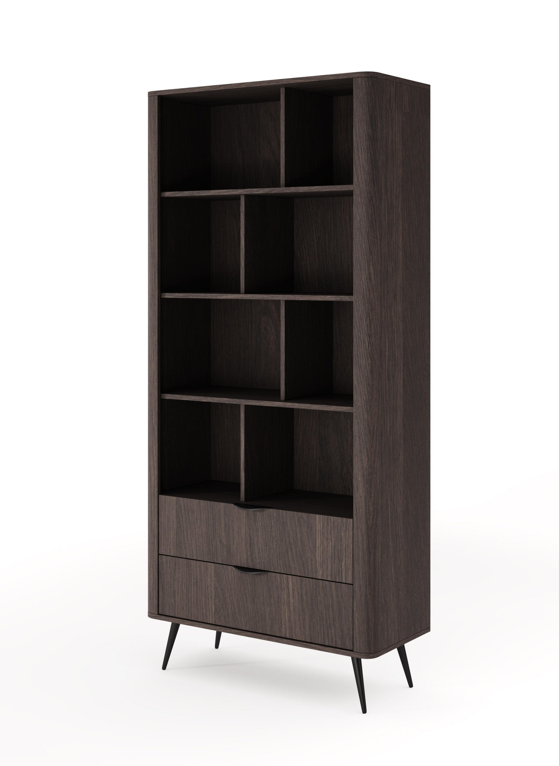 Bettso Bücherregal Eiche, Schwarz 88x194x38 cm