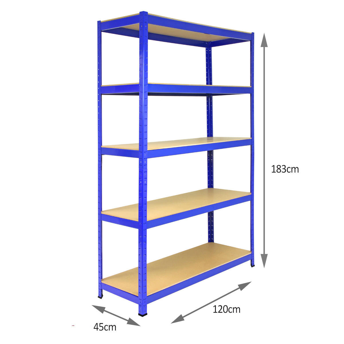 LAGERREGAL 5 x T-Rax 180cm x 120cm x 45cm Blau - Blau, Metall (120/180/45cm) - Monstershop