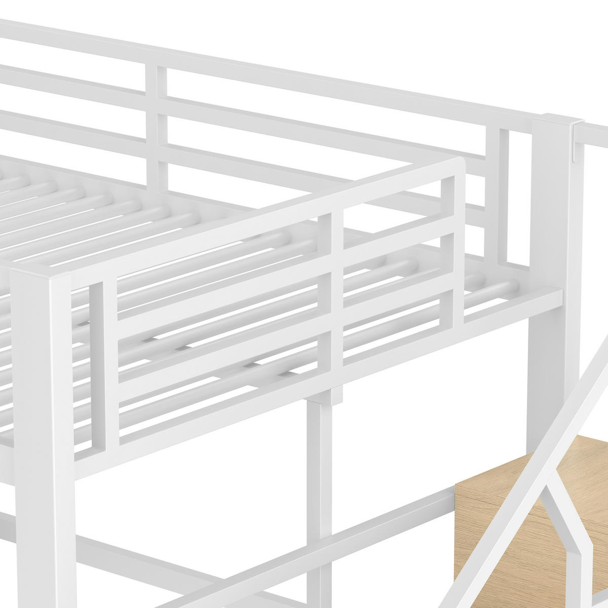 HOCHBETT aus Metall und MDF 140x200 cm in Weiß mit LED & Stauraum - Weiß, Metall (140/200cm) - Modfu