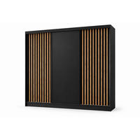 KLEIDERSCHRANK Lumil 240 cm Schwarz Griffe silber - Schwarz, Holzwerkstoff (240/216/61cm) - KS Home Concept