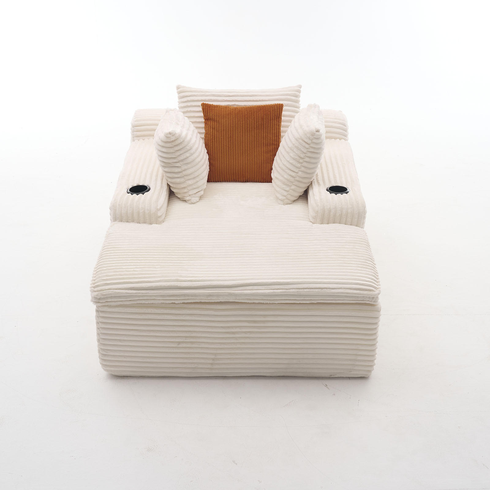 KLAPPSOFA mit 2-in-1-Funktionskissen, Cordstoff - Beige - Beige, Textil (113/63/164cm) - KOMHTOM