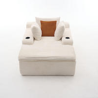 KLAPPSOFA mit 2-in-1-Funktionskissen, Cordstoff - Beige - Beige, Textil (113/63/164cm) - KOMHTOM