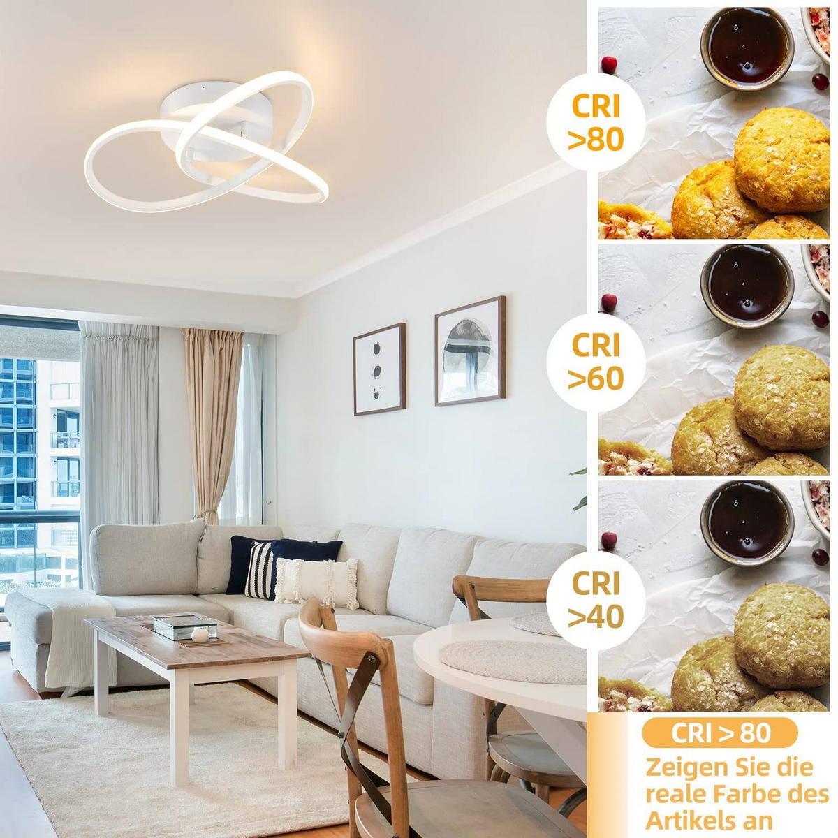 LED-DECKENLEUCHTE Möbius 40/40/14 cm - Weiß, Kunststoff (40/40/14cm) - Nettlife