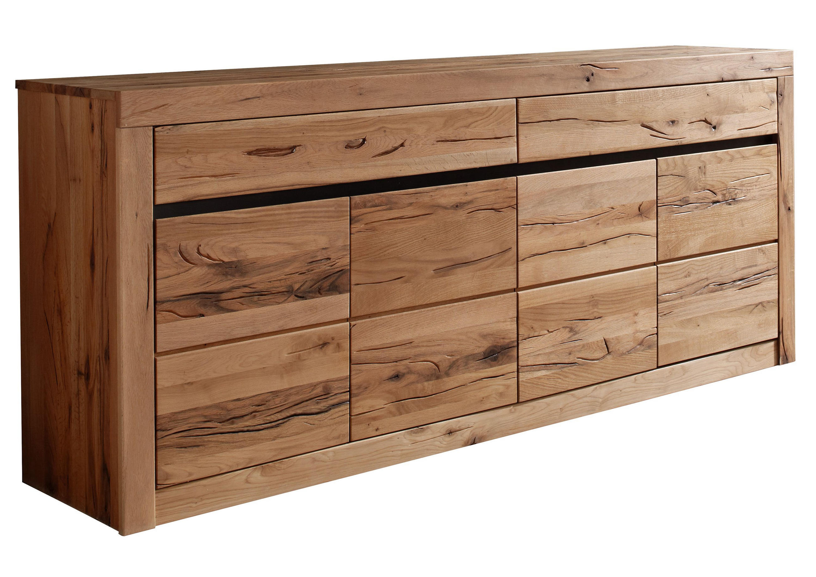 SIDEBOARD Wildeiche / Zerreiche 202x43x80 natur geölt MONTREUX #152 - Braun, Holz (202/80/43cm) - Massivmoebel24