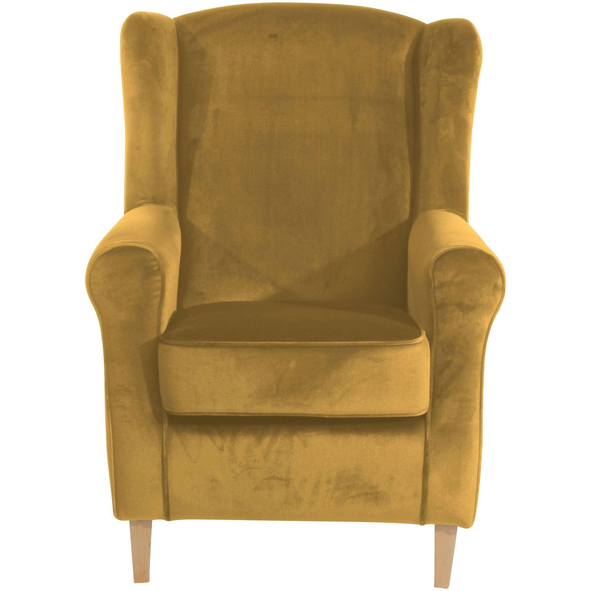 OHRENSESSEL Karlen Bezug Samtvelours Buche natur / mais - Messingfarben/Buchefarben, Kunststoff (86/103/77cm) - 58aufmkessel