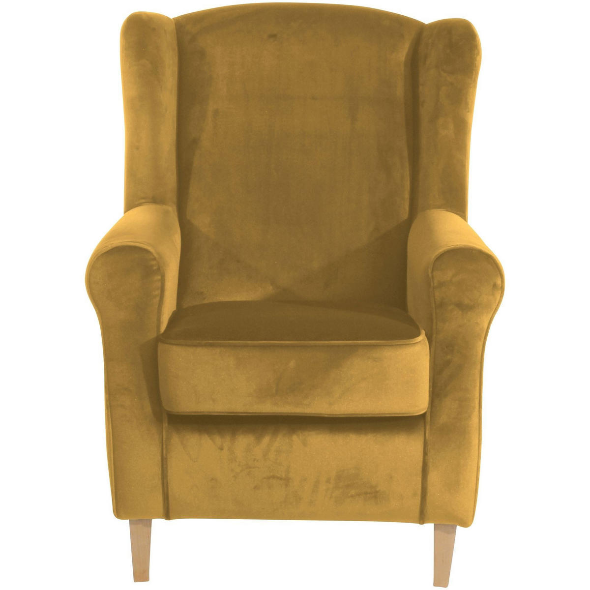 OHRENSESSEL Karlen Bezug Samtvelours Buche natur / mais - Messingfarben/Buchefarben, Kunststoff (86/103/77cm) - 58aufmkessel