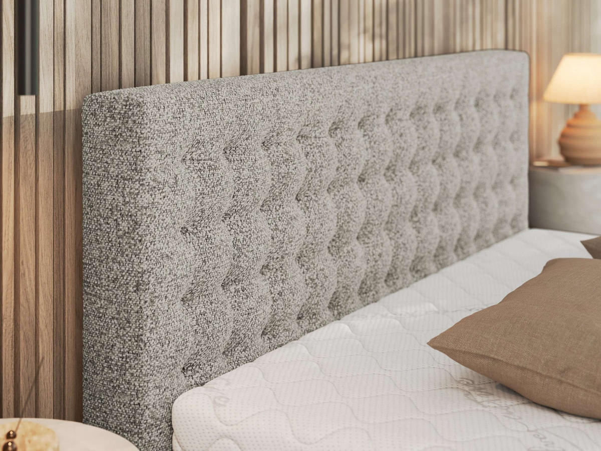 POLSTERBETT PAVO CLASSIC 160/200 - Hellgrau Strukture - Multipocket-Matratze - Hellgrau, Textil (160/200cm) - MKS