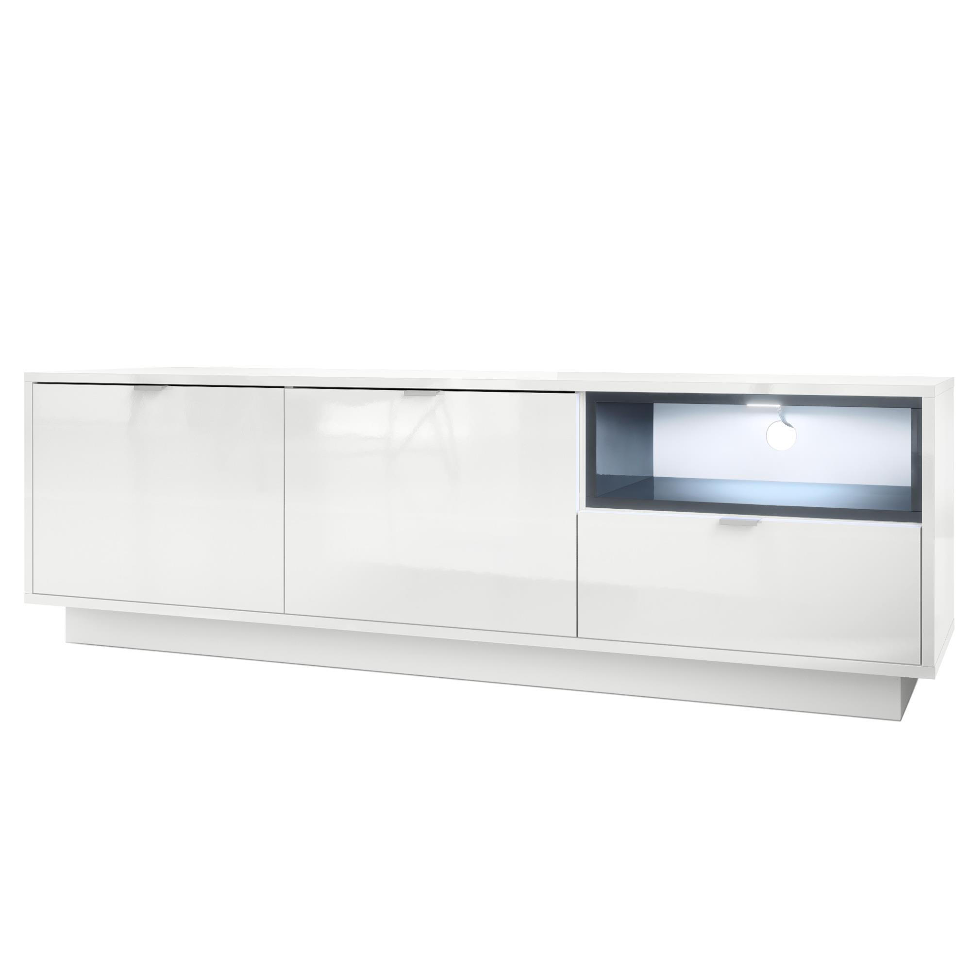 LOWBOARD Metro Einsatz in Grau Hochglanz - Grau, Holzwerkstoff (153/48/38cm) - Vladon